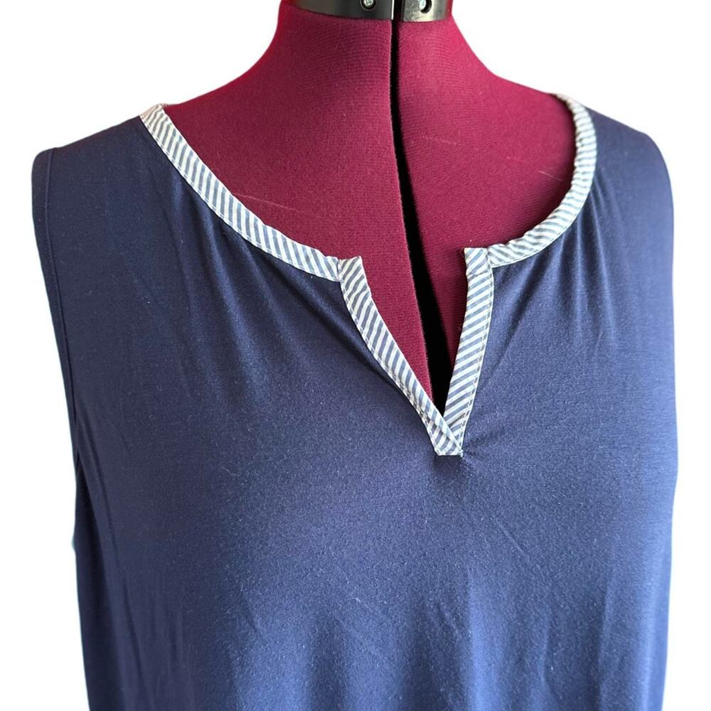 Lane Bryant Top Womens Size 22 Navy White Nautical Fisherman Coastal Summer Sun - Picture 3 of 7